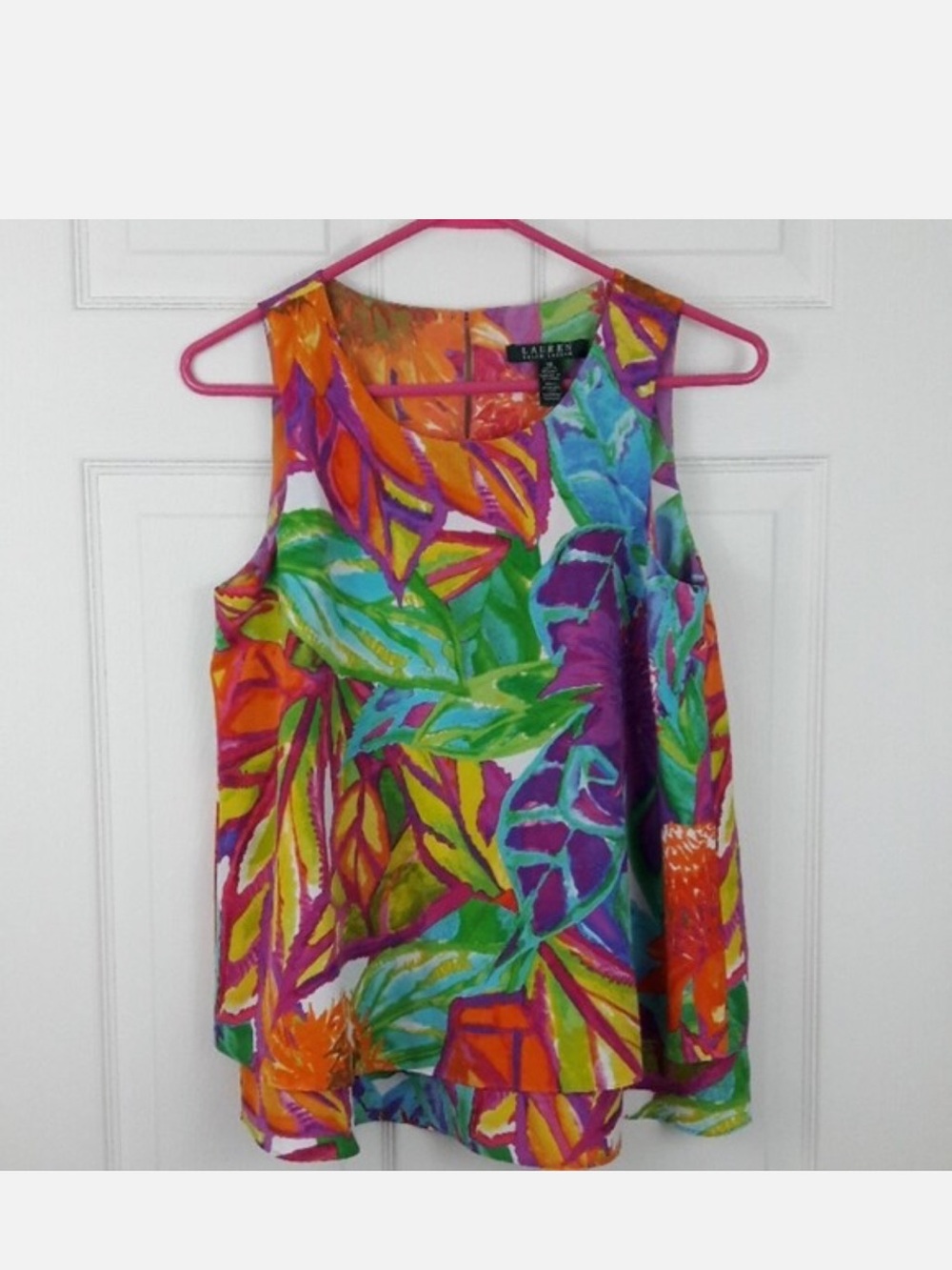 Ralph Lauren Vibrant Tropical Print Sleeveless Tank — Multi